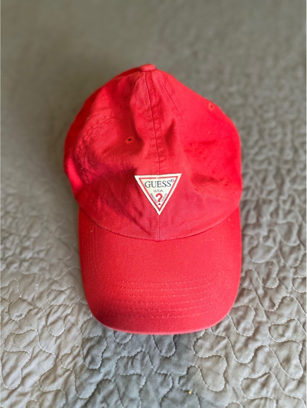Vintage Guess Red Cotton Baseball Cap with Adjustable Strap